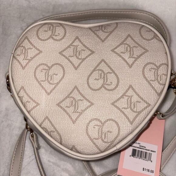 Juicy Couture Crystal Precious Moments Heart Crossbody In Cream Ivory Gold NWT - Picture 4 of 9